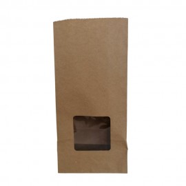 Punga stand up din hartie natur,cu fereastra,12x6x25 cm,100 buc/set